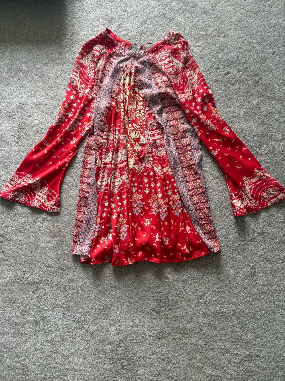 Free People Boho Red Floral Dress